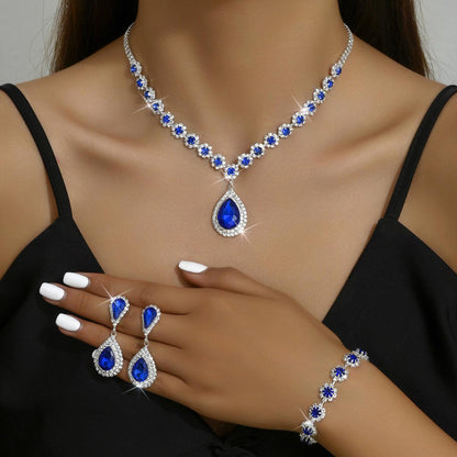 Fashion Jewelry Bridal Jewelry Suit Necklace Ear Stud Bracelet Three-piece Set - TechTrendzNz