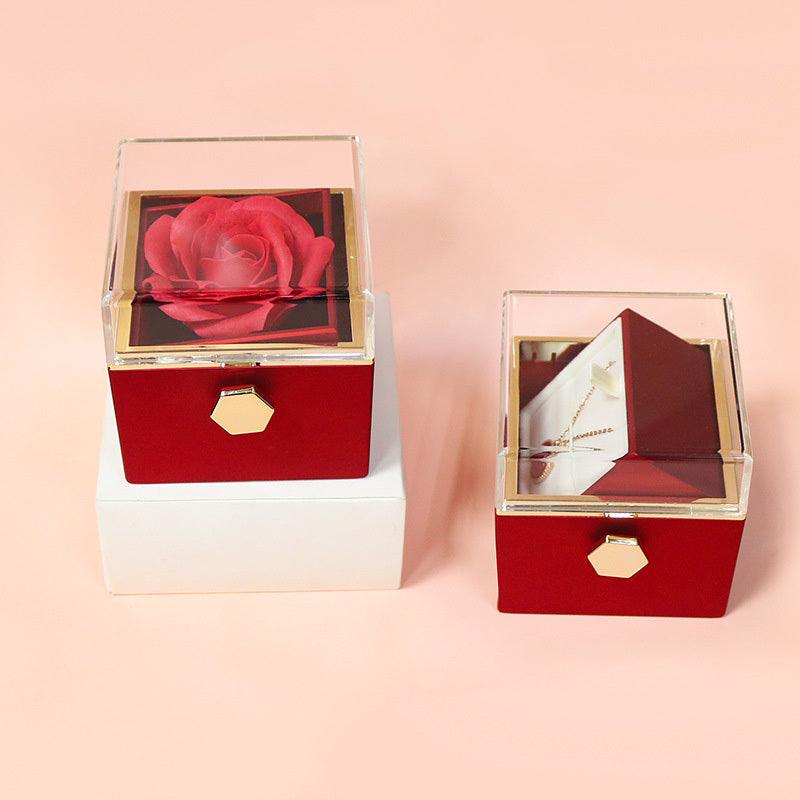 Rotating Soap Flower Rose Gift Box Creative Rotating Rose Jewelry Packaging Box Valentine's Day Gift For Women - TechTrendzNz