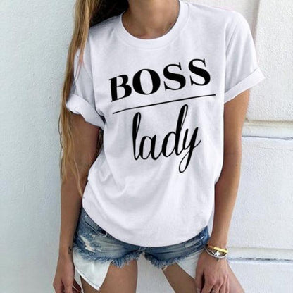 Summer Fashion Women Casual Letter Printed T-shirt Tops Lady Tee Printed Short Sleeve Tops - TechTrendzNz