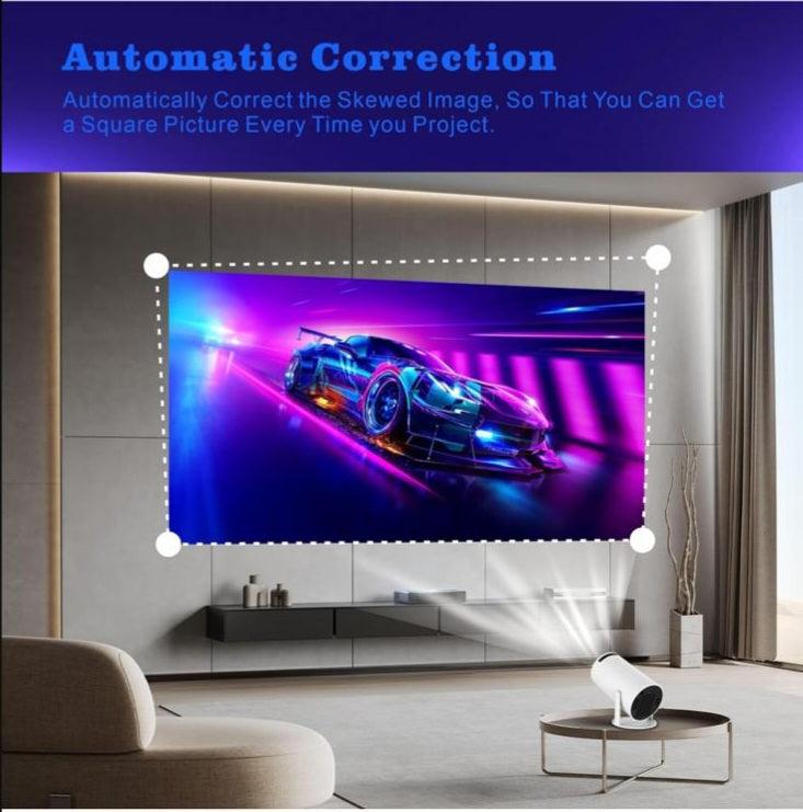TECHTRENDZNZ Portable Projector,4K/200 ANSI Projector with 2.4/5G WiFi and Bluetooth.Auto Keystone Correction,40"-130" Screen,180° Flip,Android 11.0,Round Design Movie Projector (White) - TechTrendzNz
