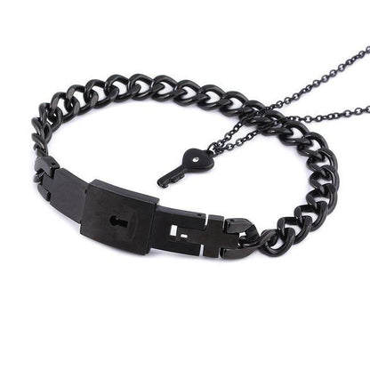 Titanium Steel Couple Love Lock, Bracelet, Key Set, Necklace - TechTrendzNz