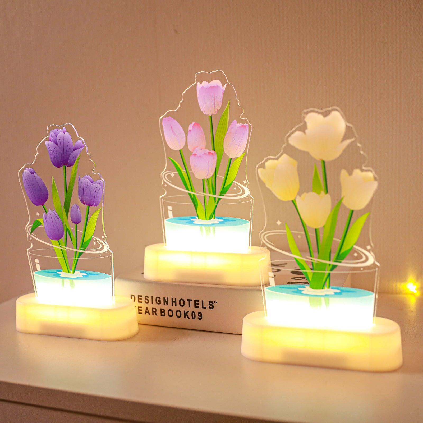 UV Color Printing Tulip Decorative Ornaments Small Night Lamp - TechTrendzNz